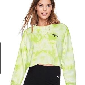 Victoria's Secret - Pink: Yellow‎ Tie-Dye Cropped  Sweatshirt SZ XS